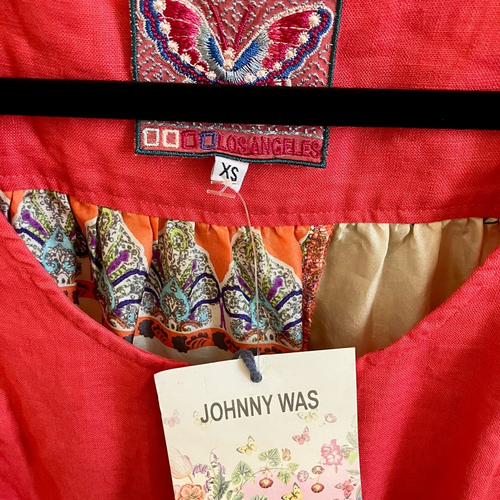 Johnny Was Coral and Multi Floral Patchwork Tunic - Picture 3 of 4